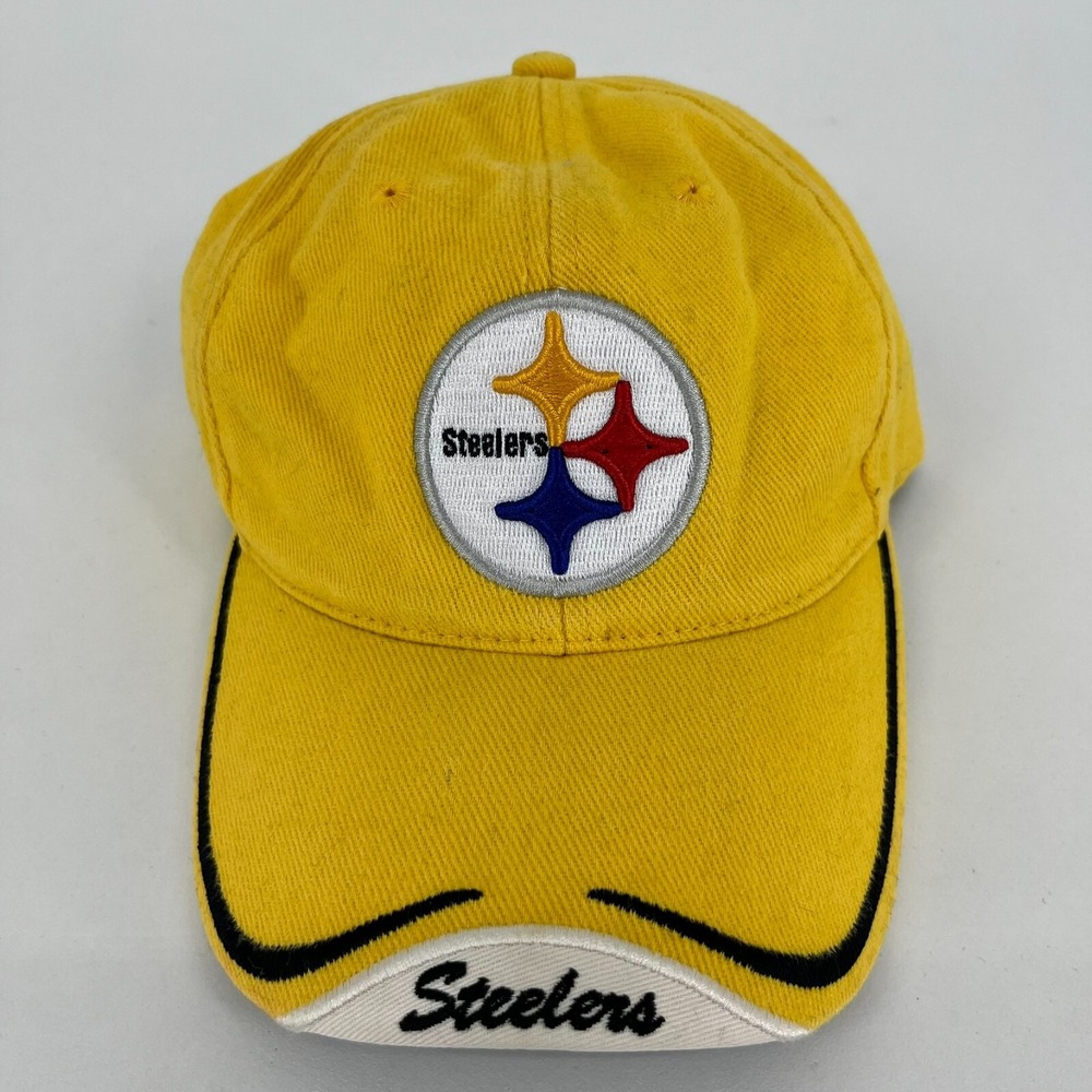 NFL Pittsburgh Steelers Mens Yellow Embroidered Adjustable Baseball Hat Cap